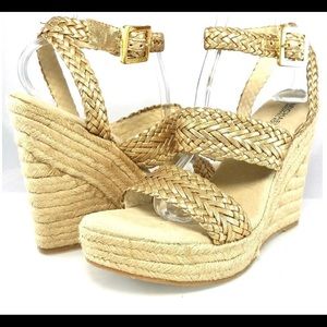 Michael Kors Gold Braided Wedges